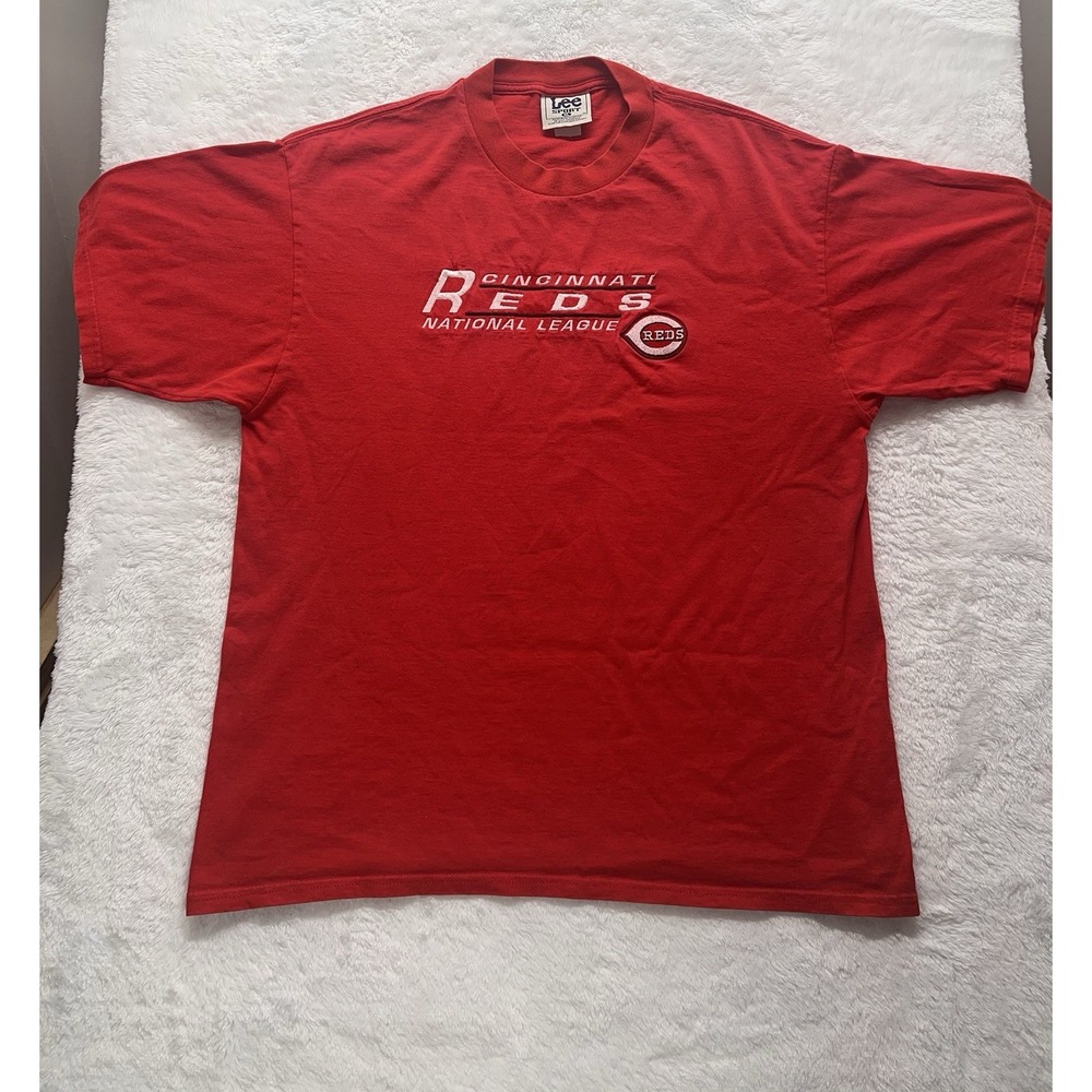 Vintage Lee Sports Cincinnati Reds T Shirt Embroidered Size XL Baseball 90s